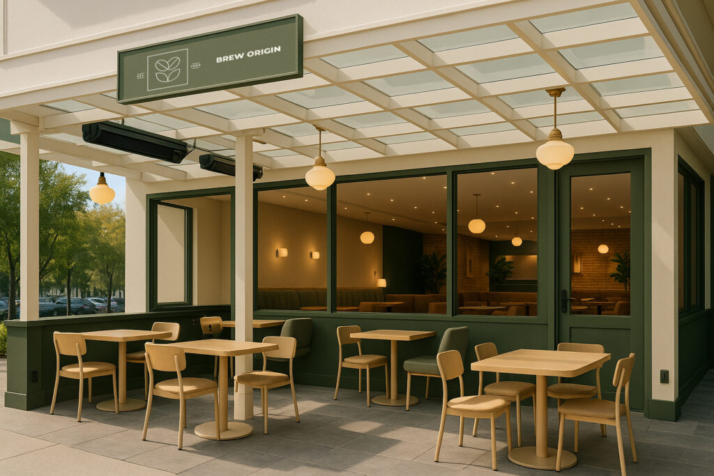 exterior of brew origin coffe shop